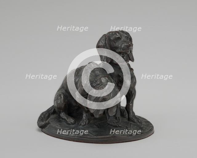 Two Seated Basset Hounds, model 1853. Creator: Emmanuel Fremiet.