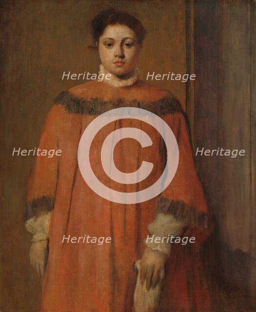 Girl in Red, c. 1866. Creator: Edgar Degas.