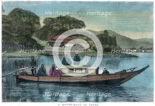'A house-boat in Japan', 1888. Artist: Unknown