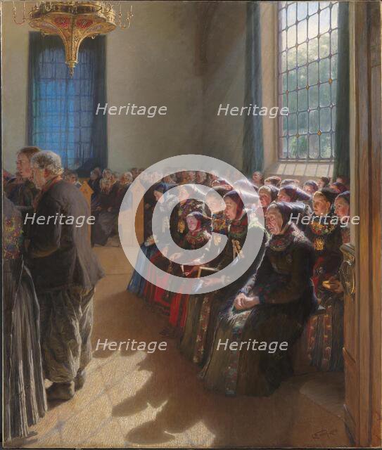 During the service in a church in Amager, 1891-1892. Creator: Carl Wentorf.