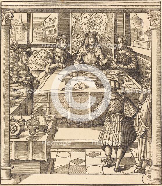 The Young White King between the Queen and Princess of the Feuereisen, 1514/1516. Creator: Leonhard Beck.