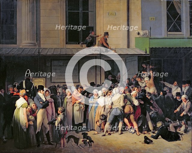 The Entrance to the Théâtre de l’Ambigu-Comique before a Free Performance, 1819. Artist: Boilly, Louis-Léopold (1761-1845)