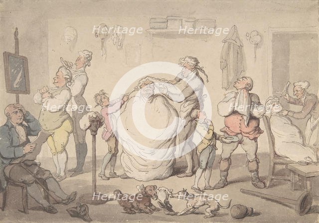 The Barber's Shop, 1785-1805. Creator: Thomas Rowlandson.