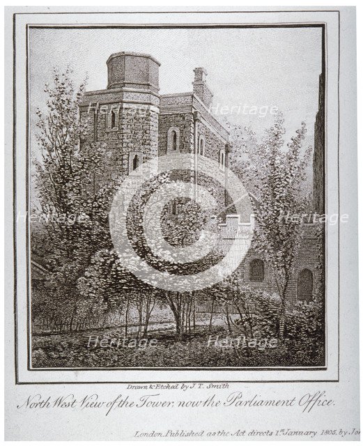 North-west view of the Jewel Tower, Old Palace Yard, Westminster, London, c1805. Artist: John Thomas Smith
