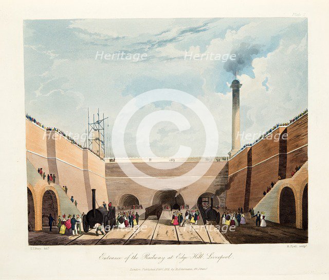 'Entrance of the Railway at Edge Hill', Liverpool, 1831. Artist: Thomas Talbot Bury.