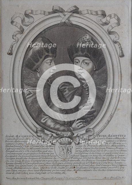 The Tsars Ivan Alexeyevich and Peter Alexeyevich of Russia. Artist: Larmessin, Nicolas de (1640-1725)