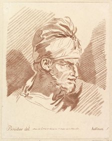 Head of a Man Wearing a Turban, mid to late 18th century. Creator: Hakman.