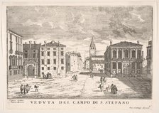 Plate 95: View of Campo Santo Stefano with the Loredan Palace and Morosini Palace, Venice..., 1703. Creator: Luca Carlevarijs.