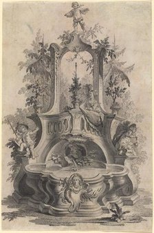 Rococo Fountain with Lovers and the Four Elements. Creator: Johann Esaias Nilson.