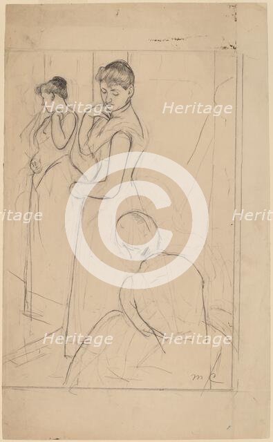 The Fitting [recto], 1890-1891. Creator: Mary Cassatt.