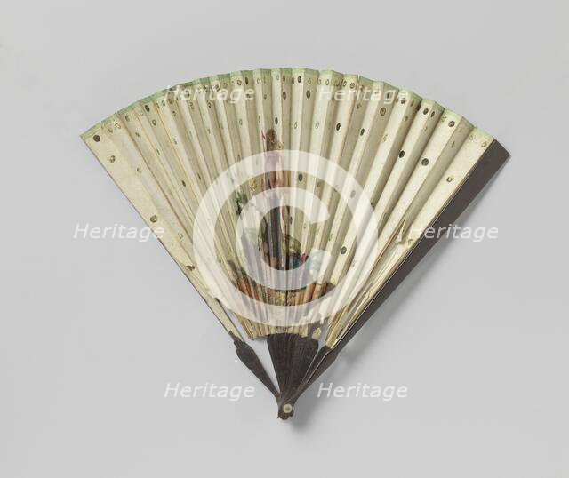 Folding paper fan on a frame of unadorned wood,  c.1800-c.1810. Creator: Anon.