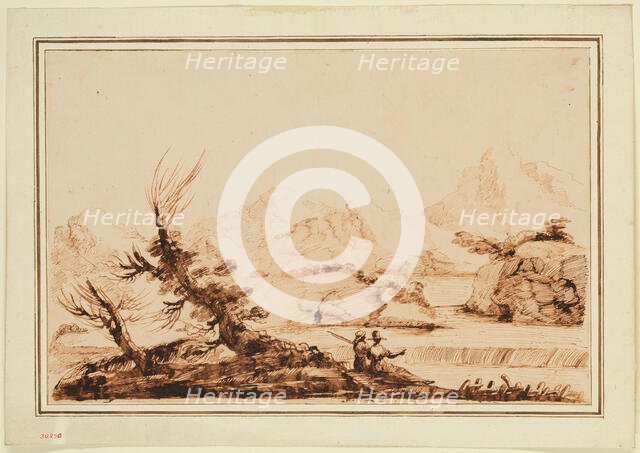 Mountainous Landscape with Figures, 18th century. Creator: Unknown.