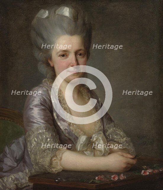 Portrait of unknown botanist, possibly Elisabeth Julienne Pommereul Dugage, 1778. Creator: Antoine Vestier.