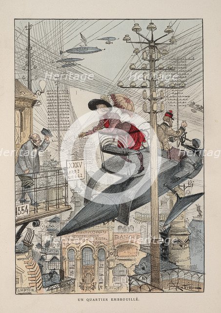 Illustration for Le vingtième siècle: La vie électrique. Artist: Robida, Albert (1848-1926)