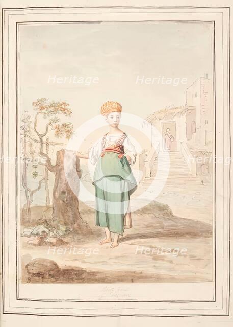 Little Girl of Procida, leaf from 'A Collection of Dresses by David Allan Mostly from Nature', 1776. Creator: David Allan.