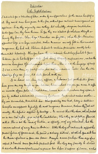 Dedication to the English Nation, 1772.Artist: Junius