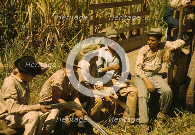 Sugar cane workers resting, Rio Piedras, Puerto Rico, 1941. Creator: Jack Delano.