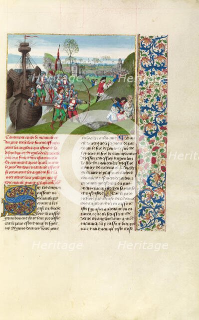 The English Besieging La Rochelle; Chroniques (Book Three), about 1480-1483. Creator: Master of the Getty Froissart.