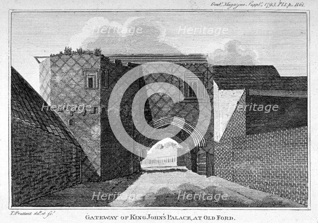 Gateway of King John's Palace at Old Ford, Poplar, London, 1793. Artist: Thomas Prattent