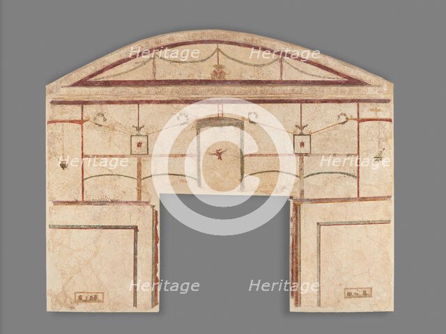 Frescoed Wall with Double White Field and a Niche, A.D. 50-79. Creator: Unknown.