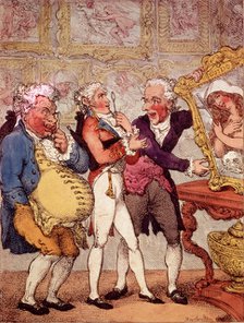 Italian Picture Dealers Humbugging My Lord Anglaise, pub. 1812 (hand coloured engraving)