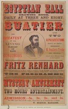 Buatier and Fritz Renhard at the Egyptian Hall, 1875. Creator: Unknown.