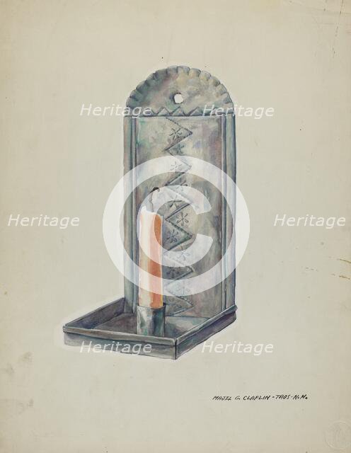 Tin Sconce, 1935/1942. Creator: Majel G. Claflin.