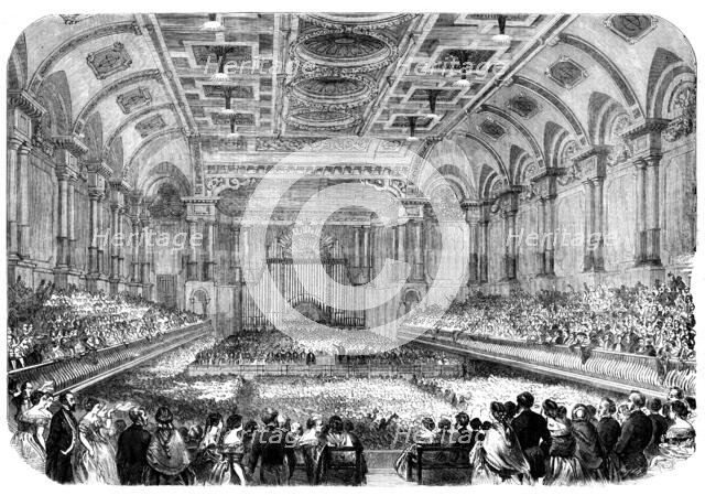 Messrs. Gibson and Bright at the Free-Trade Hall, Manchester, 1858. Creator: Unknown.