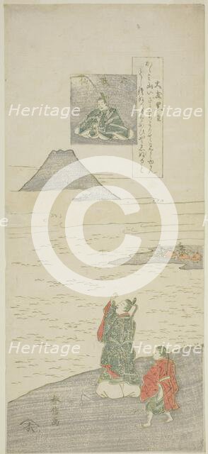 Poem by Otomo no Kuronushi, from the series "Six Famous Poets (Rokkasen)", c. 1764/65. Creator: Suzuki Harunobu.