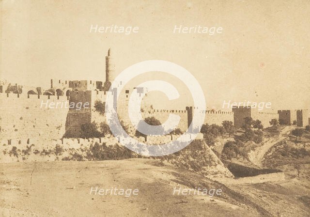 Château de David (Daoud Kalessy) et murailles de Jérusalem, August 1850. Creator: Maxime du Camp.