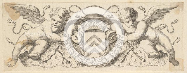 Two Cherubs with the Arms of Cardinal Richelieu, before 1642. Creator: Claude Mellan.