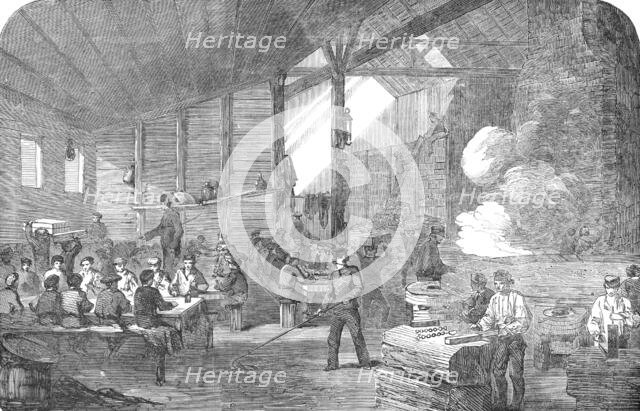 Ammunition Works at Northfleet - Bullet-Casting, 1854. Creator: Unknown.