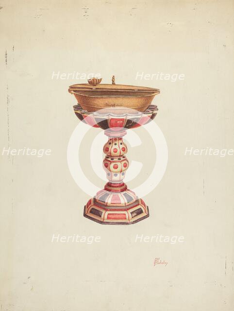 Baptismal Font and Stand, 1939. Creator: Hal Blakeley.