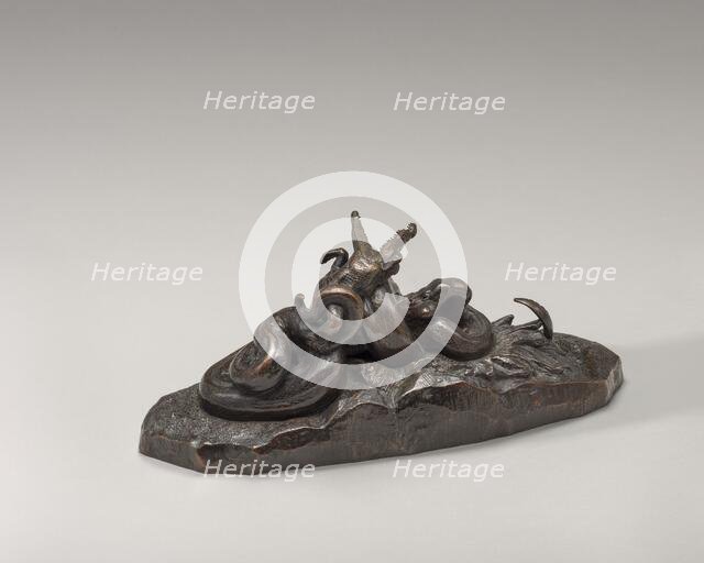 Python Crushing a Crocodile, model 1841, cast by 1873. Creator: Antoine-Louis Barye.