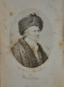 Portrait of the writer, essayist and philosopher Francois Marie Arouet de Voltaire (1694-1778), 1798. Artist: Anonymous  