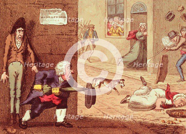 Mad Dog, pub. 1826 (hand coloured etching)