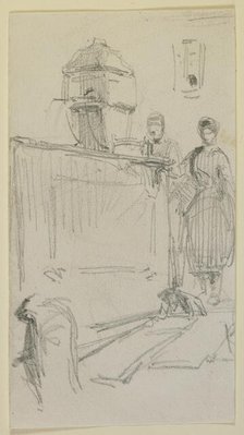 Figures by a fountain, 1858. Creator: James Abbott McNeill Whistler.