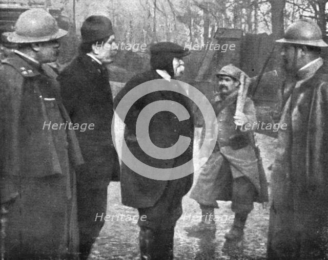 Clemenceau; M.Clemenceau, in the forest of Apremont, between a general and a soldier',1917 Creator: Unknown.