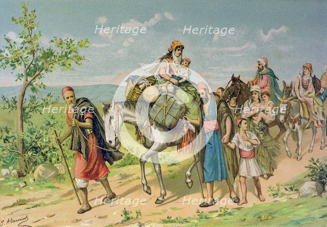 Expulsion of the Moors by decree of King Philip III during years 1609 and 1610, drawing.