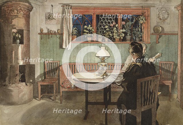 When the Children have Gone to Bed. From A Home (26 watercolours), c1900s. Creator: Carl Larsson.