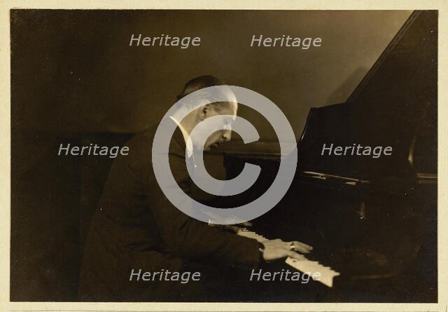 Igor Stravinsky at the piano in Aeolian Hall, New York, 1925. Creator: Scandlin, Horace (1880-1948).