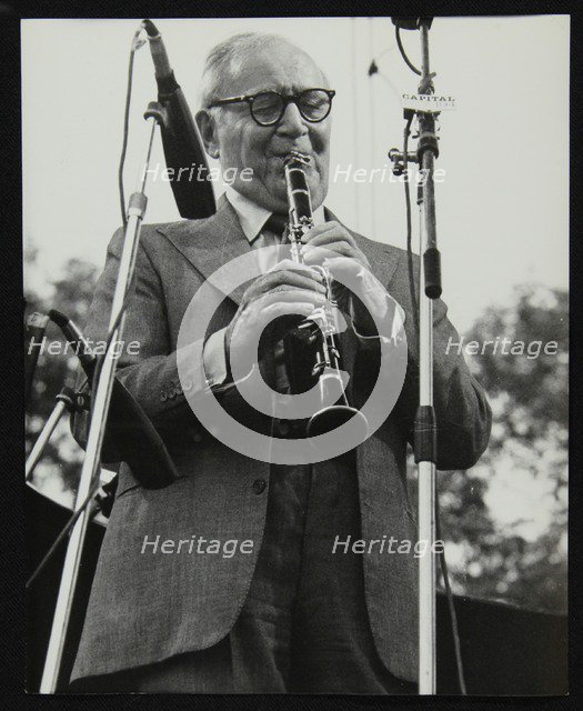 Benny Goodman playing his clarinet, Knebworth, Hertfordshire, 1982. Artist: Denis Williams