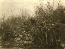 'Au Bois Des Caures; Le matin du 24, les defenseurs du bois jouissent d'une..., 1916 (1924) Creator: Unknown.