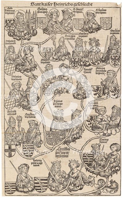 Genealogia divi heinrici imperatoris. The family tree of Emperor Henry II..., ca 1493. Creator: Wolgemut, Michael (1434-1519).