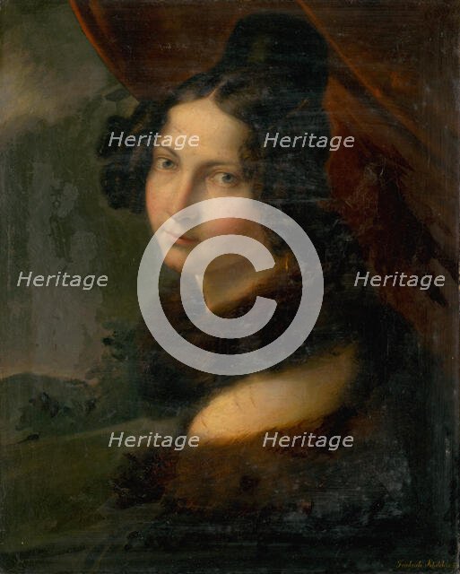 Portrait of a young woman with a fur collar, 1830-1850. Creator: Friedrich Schilcher.