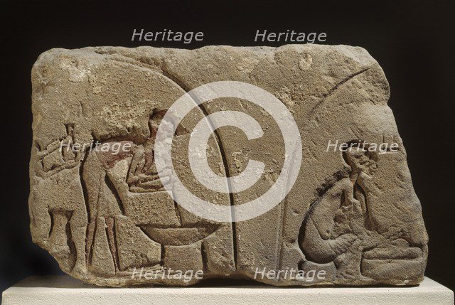 Sandstone relief of preparation of a meal, XVIIIth Dynasty (c1540-c1292 BC). Artist: Unknown.