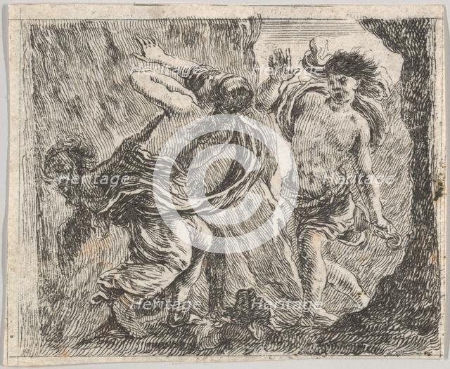 Orpheus and Eurydice, from 'Game of Mythology' (Jeu de la Mythologie), 1644. Creator: Stefano della Bella.