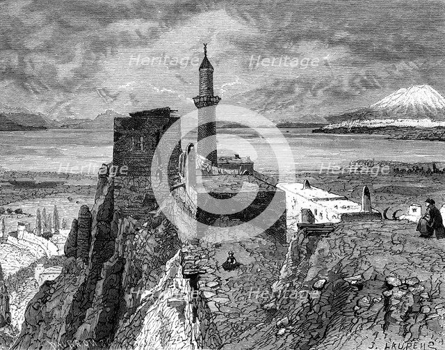 Van lake and fortress, 19th century. Artist: Unknown