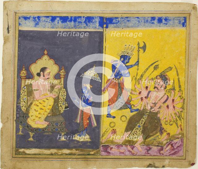 Krishna's Fifth and Sixth Avatars, page from a copy of the Gitagovinda of Jayaveda, late 17th cent. Creator: Unknown.