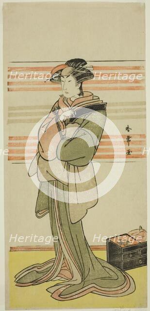 The Actor Nakamura Riko I as Osen of the Komatsuya House (?) in the Play Nanakusa..., c. 1782. Creator: Katsukawa Shunjo.